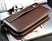 Big Mango Multi-purpose Fashion Long Business Style Small Cell Pattern Cellphone Leather Purse Bag and Big Clutch Two Zipper Wallet with Inner Multiple Card Holders and Adjustable Strap for Apple Iphone 4 4s Iphone 5 5s 5c Samsung Galaxy S4 S3 HTC Blackberry MP3 Key Photo Money Credentials (Coffee)