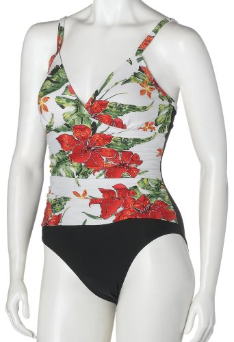 Fantasizer Women's Island Orchid 1 Piece Camisole Tank Suit with Shirring