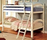 New White Finish Solid Pine Wood Twin Bunk Bed