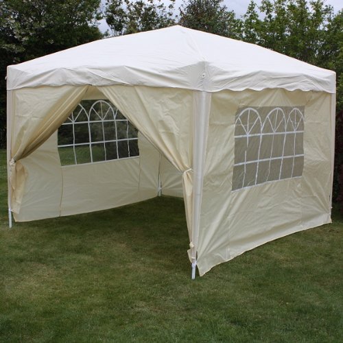 ANDES 3M X 3M FOLDING POP-UP GAZEBO + WALLS GARDEN PARTY TENT MARQUEE TAN BEIGE