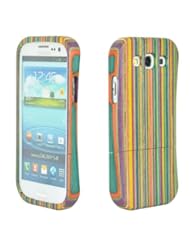SunSmart(TM) Unique Handmade Natural Wood Wooden Hard bamboo Case Cover for Samsung Galaxy S3 III i9300 with free screen protector(artistic Stripe)