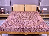 Indian Cotton Bed Sheet Bedspread Adorn with Multi Colored Thread Embroider ....