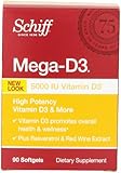 Schiff Mega-D3 Vitamin D3 5000 IU with Resveratrol and Red Wine Extract Supplement, 90 Count