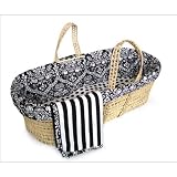 Tadpoles Damask Moses Basket in Black and White