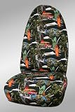 Hawaiian Print Seat Covers - 2 Front Universal Buckets - North Shore Green - Made In The USA
