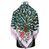 Handmade Triangular Beaded Peacock 100% Silk Velvet Scarf Wrap, One size