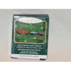 2001 Hallmark Keepsake Ornament – Die Cast Metal – Lionel Car Carrier & Caboose Norfolk & Western Series – QXM5265