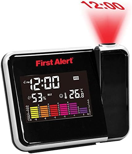 First Alert Indoor Temperature Clock w/ Time Day Humidity Temp & Projector