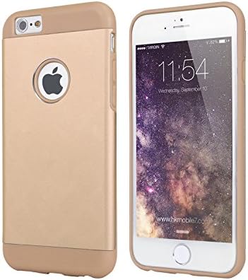Iphone 6plus Case, Aluminum Alloy + TPU Hybrid Color Case (gold and gold)