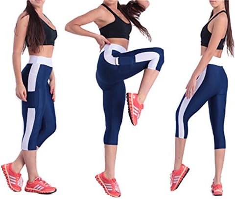 Women Athletic Workout Fitness Training Yoga Waistband Tights Capri Pants S-Xl