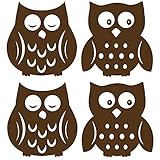 Wall Pops WPSI0842 Owl Silhouettes Espresso Brown Wall Decals, 4 pieces