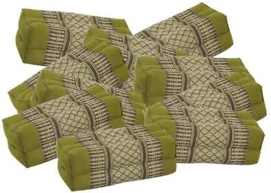Pillow Block (14x6x4 In) yoga & mediation block (Thai Fabric Bamboo Green) 100% Kapok Filling. (Free a Gift HB Herbal Breen Eri Silk Protein Handmade Body Soap, Lemongrass By HB Brand)