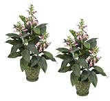 TWO Pre-Potted 26" Artificial Foxglove Flower Plants for Home Decoration_Pink