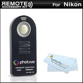 Click here to buy Photive ML-L3 Wireless Remote Control For Nikon D5100, D5000,D3000,D7000, D90, D80, D70S,... by Butterfly.