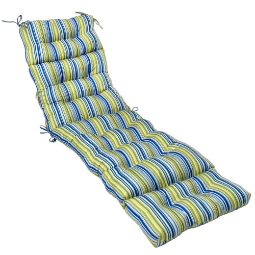 Greendale Home Fashions 72-Inch Outdoor Chaise Lounger Cushion, Lagoon Stripe