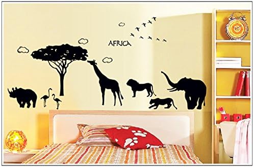 Black Color Simple Style African Savannah Giant Wild Vinyl Wall Decal Sticker for Nursery Home Bedroom Office Wall Decorations