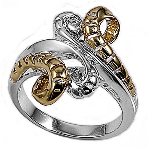 Rhodium Plated Sterling Silver Wedding & Engagement Ring Two-Tone Ring 21MM ( Size 5 to 9) Discount