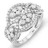 14k White Gold Round Diamond Ladies Cocktail Ring (1.80 cttw,F-G Color, VS-SI Clarity)