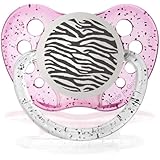 Personalized Pacifiers Zebra Print Glitter Pink Baby Pacifier Paci Binky