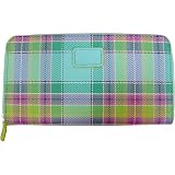 Caribbean Blue Tartan Solid Colors Baekgaard Leather Brights Vivid Vibrant chic Genuine leather hold everything wallet