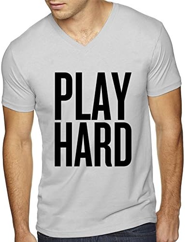 Play Hard Poly Cotton V-neck Men's T-Shirt Ash