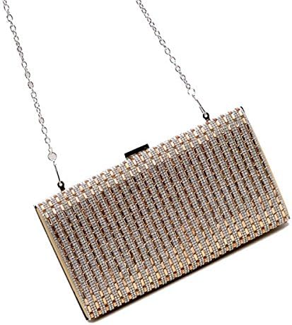 ZLMBAGUS Women's Glitter Shining Evening Bag Exquisite Evening Party Clutch Handbag Detachable Chain,Golden