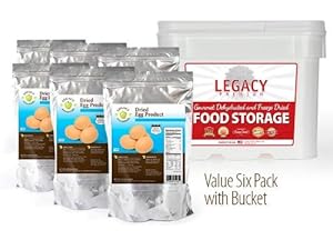 Legacy Essentials Long Term Powdered Whole Eggs - 25 Year Shelf Life Egg Powder for Emergency Food Storage Supply (Quantity 6 in Bucket)