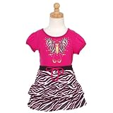 Fuchsia Zebra Butterfly 2pc Top Skort Toddler Girls Outfit 2T-12