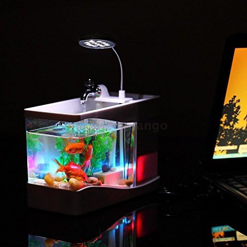 New USB Fish Tank Colorful LED Aquarium Desktop Lamp Light Black PE8Q