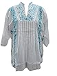 Pleated Tunic White Embroidered Cotton Kurti
