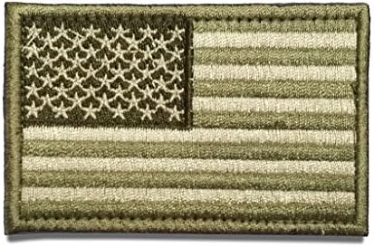 HAOXY USA Flag American Flag Velcro Embroidery Patch - Subdued White Green