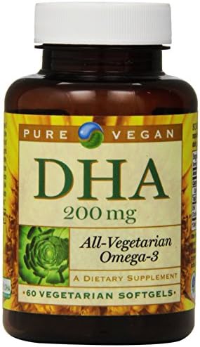 Pure Vegan DHA Omega 3 Softgels, 200 Mg, 60 Count