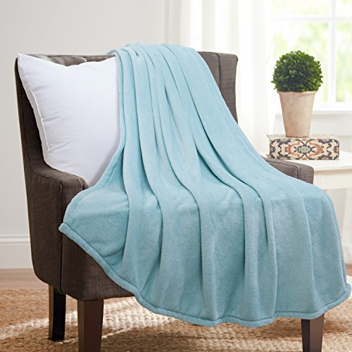 Bedsure Soft Microfiber Cozy Flannel Throw Blanket, for Bed or Couch - Aqua Blue, 50x60