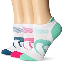 ASICS Women's Intensity Single Tab Socks (3-Pack), Large, Pink Glow/Mosaic Blue
