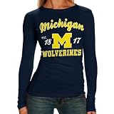 Michigan Wolverines Ladies Navy Blue Distressed University Long Sleeve Tissue T-shirt