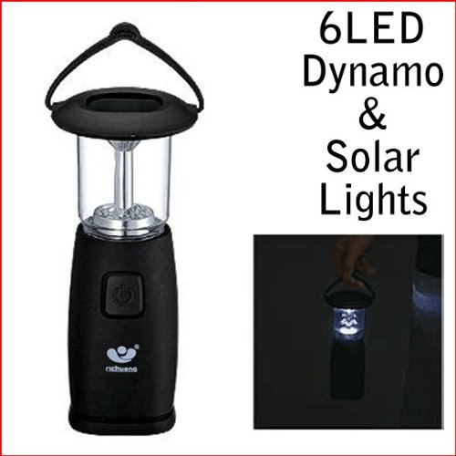 6LEDダイナモ＆ソーラー充電式ランタンライト　携帯電話充電機能付