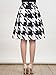 Choies Women's Color Block Houndstooth Print High Waist Pleated Skater Midi Skirt