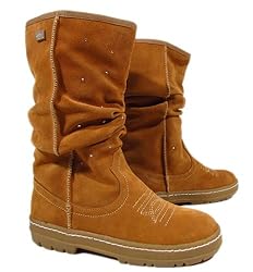 BUFFALO Damen Biker Stiefel Retro mit Strass Wildleder (Braun) EUR 37