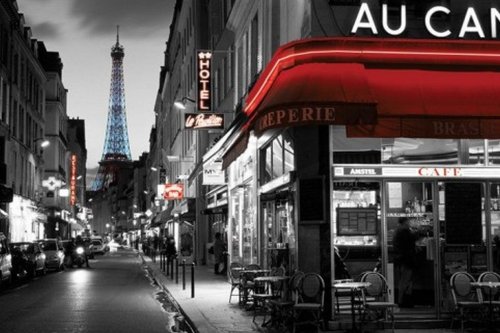 1art1 56666 Paris - Stra&szlig;e in Paris, Eiffelturm Poster, 91 x 61 cm