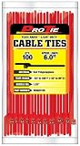Pro Tie RD6QO100 5.5-Inch Quik Off Tear Away Cable Tie, Red Polypropylene, 100-Pack