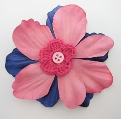 Handmade Paper Flower Pin - Mini Crochet Center Flower - One-of-a-kind