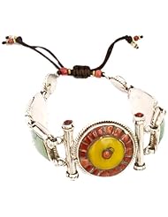 Three Gemstone Bracelet (Amber, Coral And Turquoise) - Sterling Silver