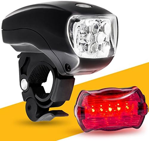 LMG LED BIKE LIGHT SET. Bicycle Headlight &amp; Taillight Combo. Ultrabright 5 LED Kit.. Designed As a Light For Bike Or Scooter. Includes FREE High Visibility Reflectors.