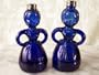 Salt and Pepper Lady Blue Cobalt Glass