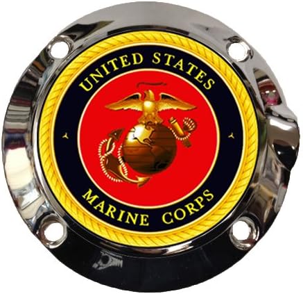 D&L DerbyCappers Marines Derby Cover Capper for Harley Davidson Motorcycles - Chrome Trim Ring - 4 Bolt Pattern