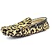 Fulinken Leopard Haircalf Leather Men's Comfort Slip Ons Loafers Driving Shoes