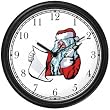 Santa Claus with List on Phone Christmas Theme Wall Clock by WatchBuddy Timepieces (Hunter Green Frame)