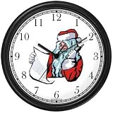 Santa Claus with List on Phone Christmas Theme Wall Clock by WatchBuddy Timepieces (Slate Blue Frame)