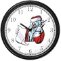 Santa Claus with List on Phone Christmas Theme Wall Clock by WatchBuddy Timepieces (Slate Blue Frame)