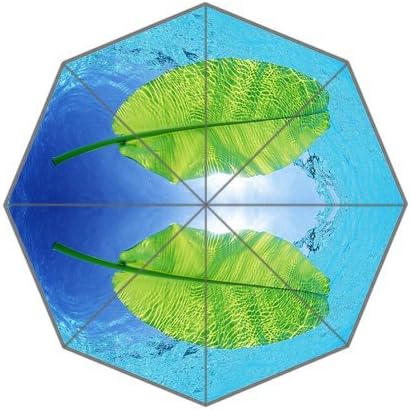Generic Totes Compact Custom Easy Carry With Open / Close Foldable Rainy / Sunny Gifts Lightweight Umbrella - Ocean Blue Green Leaves Blue Sky Cool Cute Design